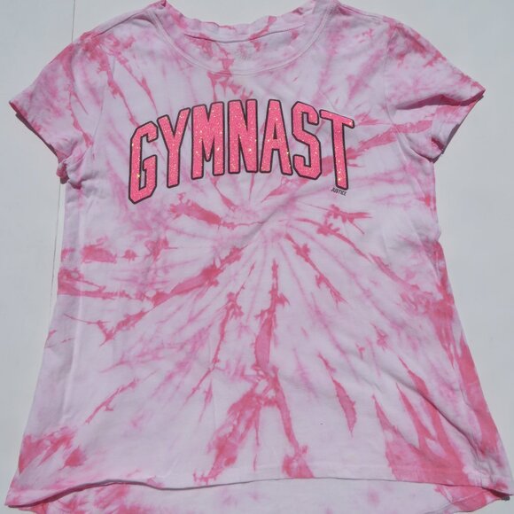 Justice Active Gymnast t-shirt girls top Pink glitter size 12 Cotton 100% - Picture 2 of 9